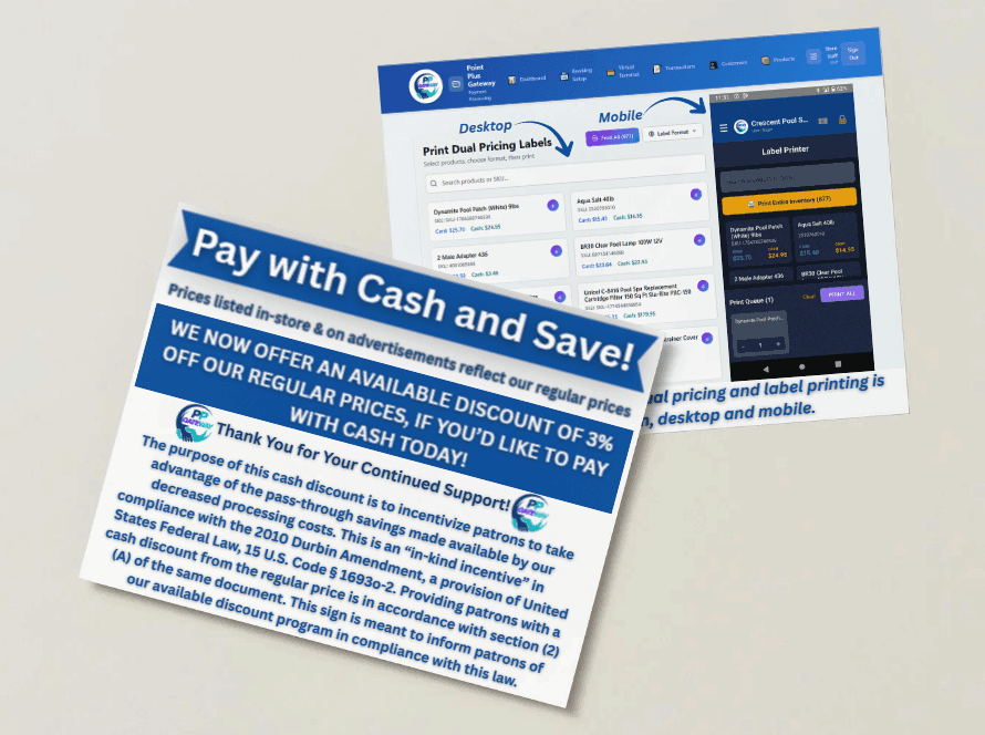PointPlus Pay with Cash and Save customer notice and dual-pricing tools